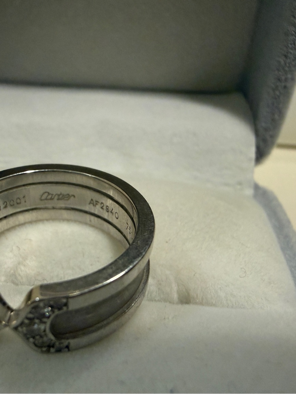 Authentic Cartier C2 Diamond Ring 18K White Gold Size 50 - Picture 4 of 5